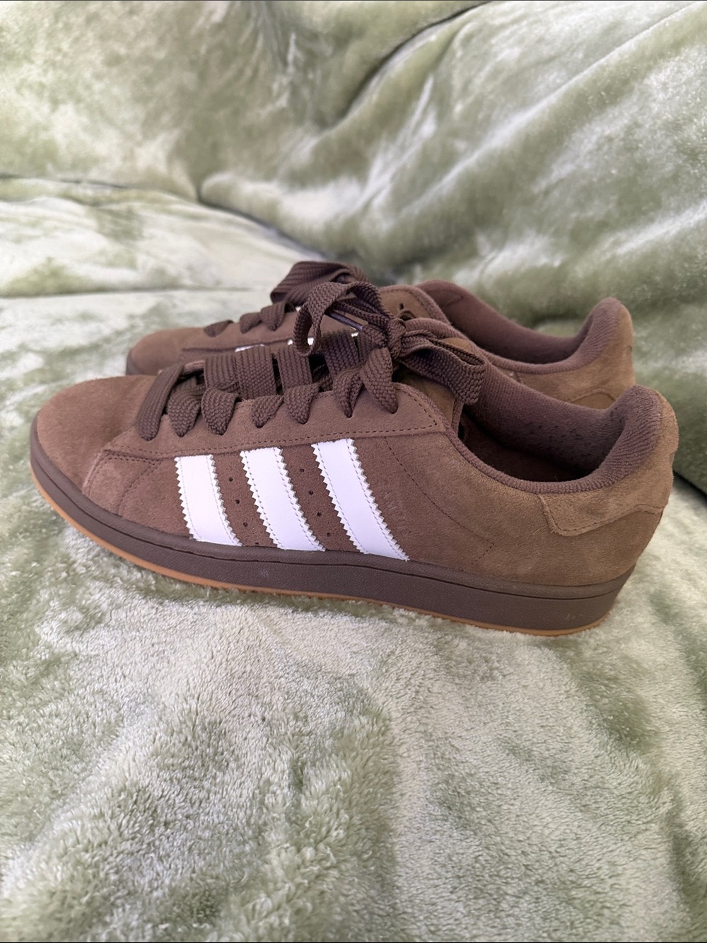adidas Men’s Brown Suede Sneakers with White Stripes
